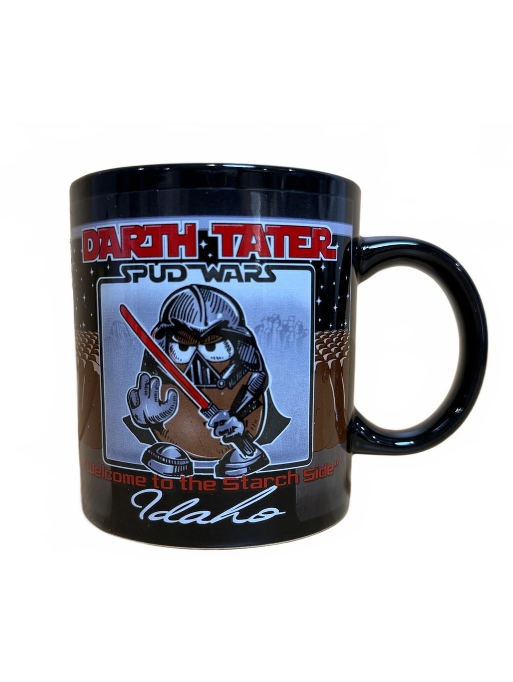 Darth Tater Spud Wars Idaho Black Coffee Mug